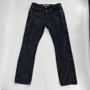 Topman Black Straight Leg Side Snaps Button Fly Jeans Size 32 x 32 Men’s